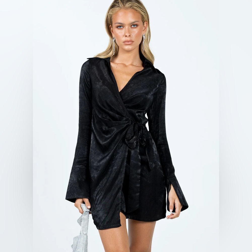 Princess Polly Diddam Long Sleeve Mini Dress Black
